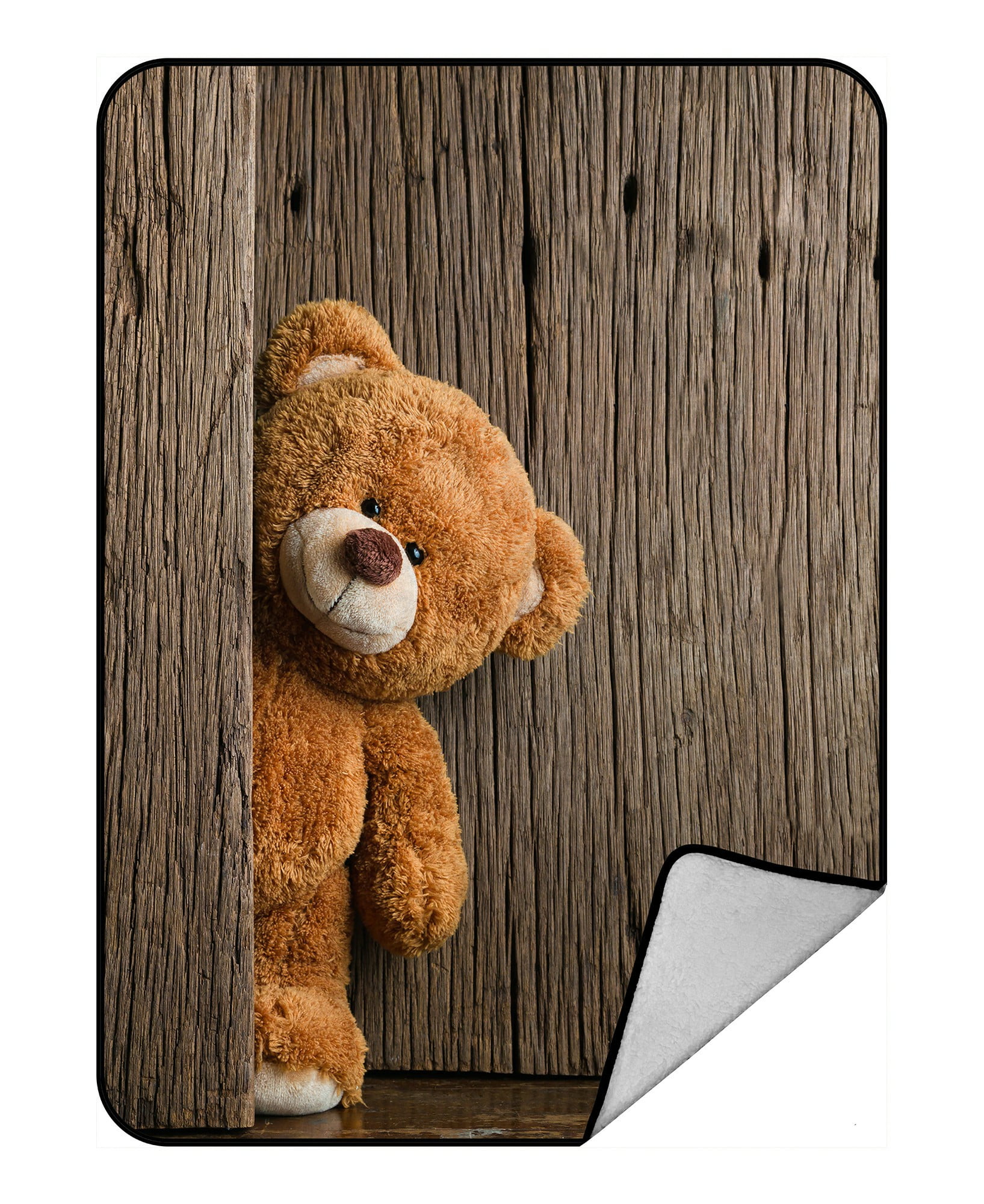 ABPHQTO Cute Teddy Bears Old Wood Fleece Blanket Fleece Back Throw Blanket 58x80 Inch - Walmart