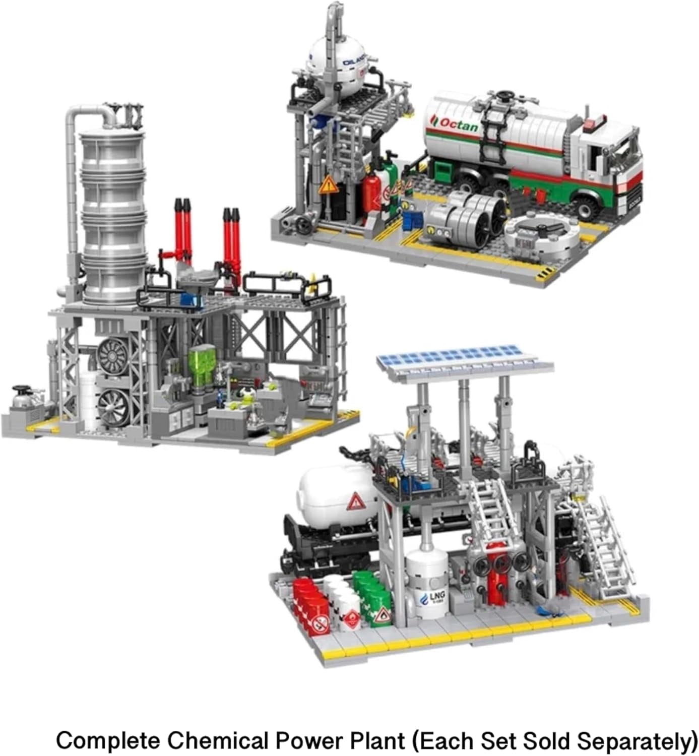 Remocguys LNG Gas Storage Plant Building Set Compatible with Lego Industrial Model Desktop Decor for Adult 704pcs