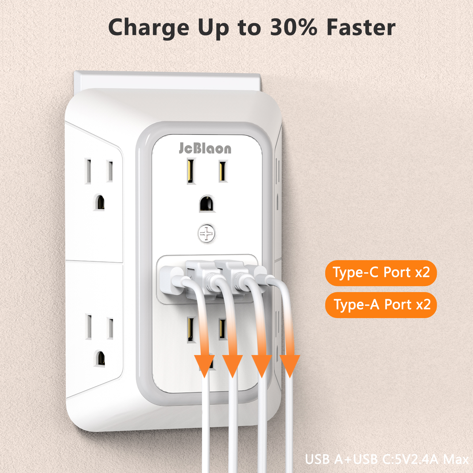 JcBlaon 10-in-1 Outlet Extender with USB Ports photo 4