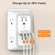 JcBlaon Outlet Extender Splitter Surge Protector with 4 USB Ports (2 USB C), Multiple Plug Wall Outlet, Multi Outlet Plug in Wall Adapter Power Strip for Indoor