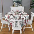 thumbnail image 2 of White Christmas Snowman Pattern Round Tablecloth 60"x60",Wrinkle Wipeable Table Cloth for Kitchen Dining Room Picnic Patio Party, 2 of 6
