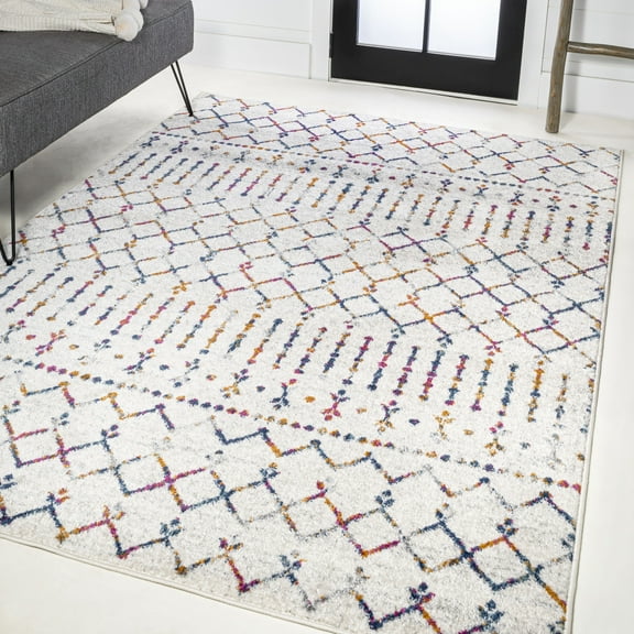 JONATHAN Y MOROCCAN HYPE 4 x 6 Area Rug, Boho Vintage Diamond - Cream/Multi, MOH101H-4