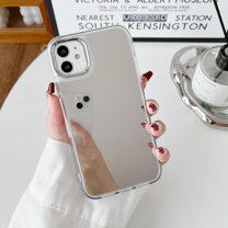 Mirror Case for iPhone 11, Mirror for Girls Women Makeup, Cute Glossy Hard Mirror Back Clear Soft TPU Bumper Slim Fit Anti-Drop Shockproof Protective Case for iPhone 11