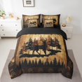 thumbnail image 2 of Manfei Wolf Print Bedding Sets King Size, Jungle Wildlife Bed in a Bag King size, Farmhouse Theme Reversible Comforter Sets with Sheets, Microfiber Bedroom Decor, 7 Pieces, 2 of 6