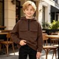 thumbnail image 6 of Sentuca Boys Hoodies Half Zip Fleece Pullover Sweatshirts with Pockets Long Sleeve Fall Winter Warm Sports Kids Tops Size 10Y, 6 of 8