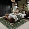 thumbnail image 4 of BERTHMEER 5'x7' Area Rugs for Living Room Dark Green Cat Pattern Rugs for Bedroom Modern Kitchen Non Slip Washable Contemporary Floral Carpets Home Office Dorm Dining Room Throw Rugs, 4 of 9