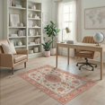 thumbnail image 2 of ODIKA Peach Boho Medallion With Vintage Floral Scroll And Bordered Trellis Stain Resistant Low Profile for Dorm Room, Small Living Apartment, 2 of 7
