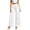 White, variant on Women's Floral Lace Patchwork Wide Leg Denim Jeans High Waist Hollow Side Cutout Scalloped Hem Blue S