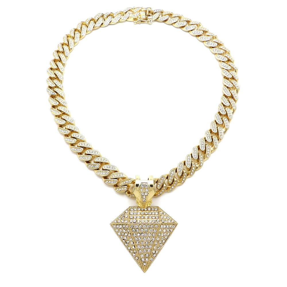 Wg Jewelry - Hip Hop Fashion Iced Out 14K gold tone Diamond Pendant w