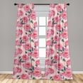 thumbnail image 4 of Ambesonne Floral Curtains, English Roses Retro Garden, Pair of 28"x95", Dark Pink and Cadet Blue, 4 of 5