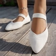 thumbnail image 6 of KEGIRLOM Women's Fashionable Casual Wear Versatile Plus-Size Loafers Solid Color Mesh Pointed Toe Flat Shoes White 7, 6 of 8