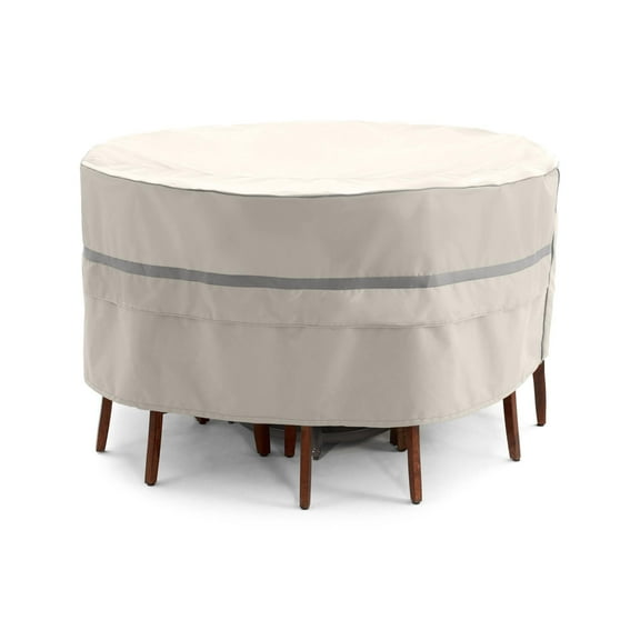 Covermates Prestige Oval Bistro Table & Chair Set Cover – All-Weather Outdoor Patio Furniture Protection, Water-Resistant Polyester with Mesh Vents, Buckle Straps & Drawcord, 58W x 36D x 30H, Stone