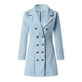 thumbnail image 3 of Uooqdmx Blazers for Women Suits Woman Artificial Wool Elegant Blend Coat Slim Female Long Coat Outerwear Jacket Blazers for Women Business Casual Blue L, 3 of 6