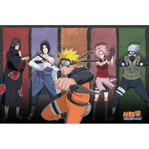 Naruto Shippuden - Anime TV Show Poster (Naruto, Itachi, Sasuke, Kakashi & Sakura) (Size: 36" x 24")