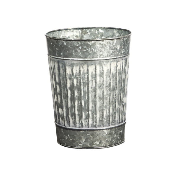 Nearly Natural 10in. Farmhouse Country Pail Planter, Gray