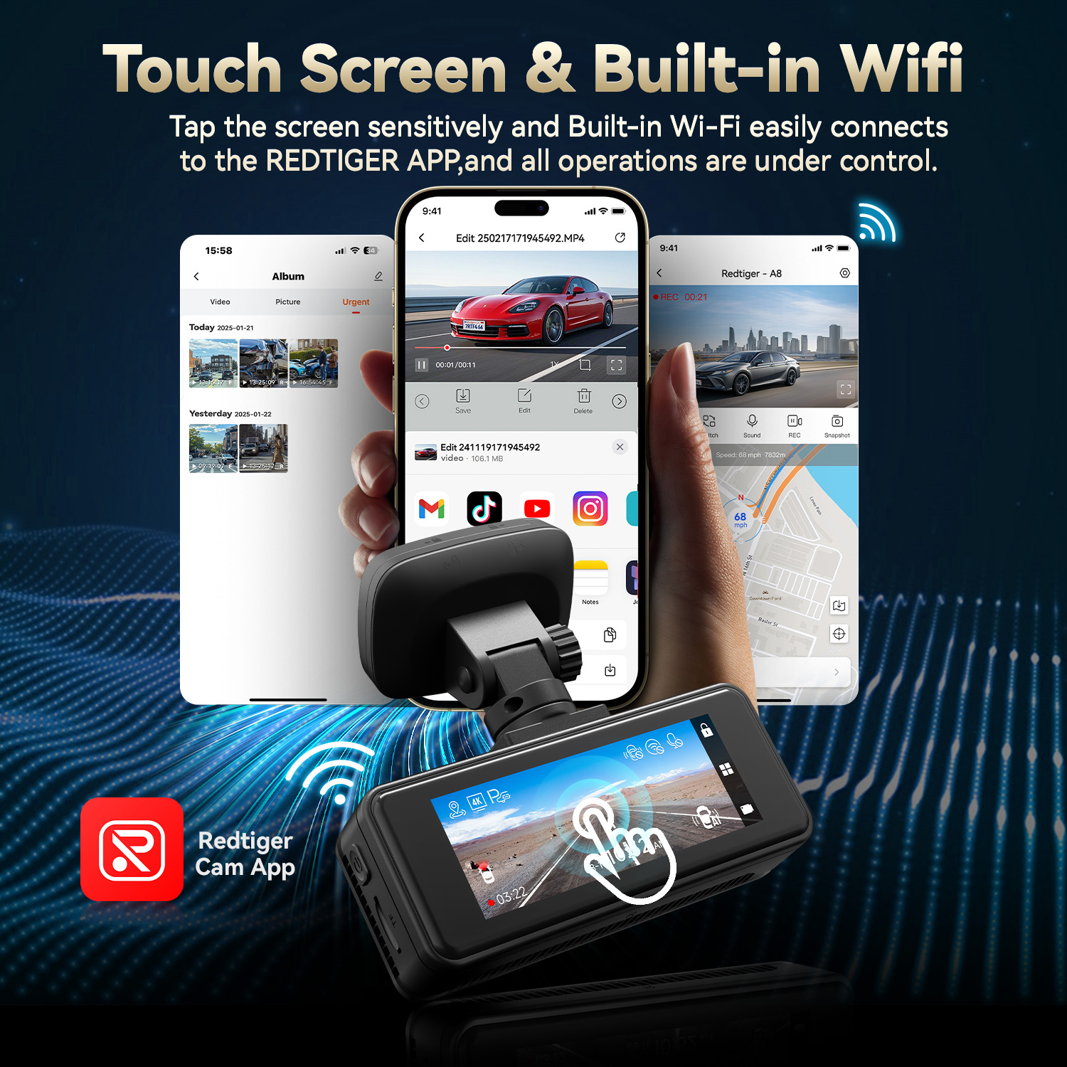 REDTIGER A8 4K Dual Dash Cam with GPS and Parking Monitor photo 7