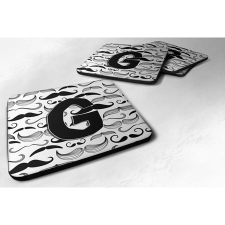 

Carolines Treasures CJ2009-GFC Letter G Moustache Initial Foam Coaster Set of 4 3 1/2 x 3 1/2 multicolor