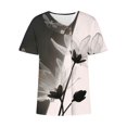 thumbnail image 5 of bnaln Women Tops Summer T Shirts Casual Button Short Sleeve Shirts Floral Printed V Neck Tees Shirts Elegant Tunic Tops Dressy Blouses Ladies Henley Shirts Pullover Going Out Tops, 5 of 5