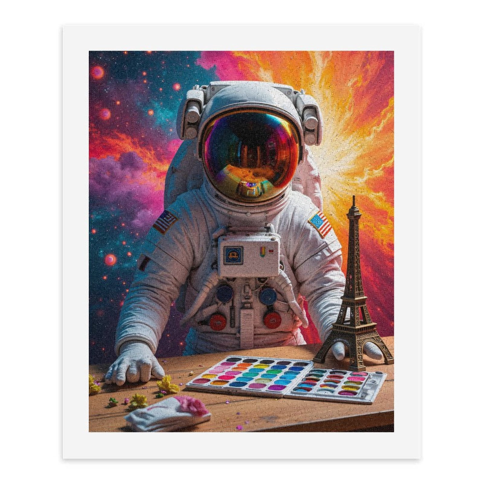 Paint By Numbers Kit for Adults Beginner - Astronaut Art Cosmos Eiffel Colors DIY Canvas Painting Kits for Adults, Frameless Paint By Number for Adults for Home Wall Decor 16x20 Inch