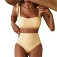 thumbnail image 2 of Women's High Waisted 2 Piece Bikini Sets Halter Patch Pocket Swimsuits Striped Bathing Suit Beach Swimwear 2026 Yellow L, 2 of 4