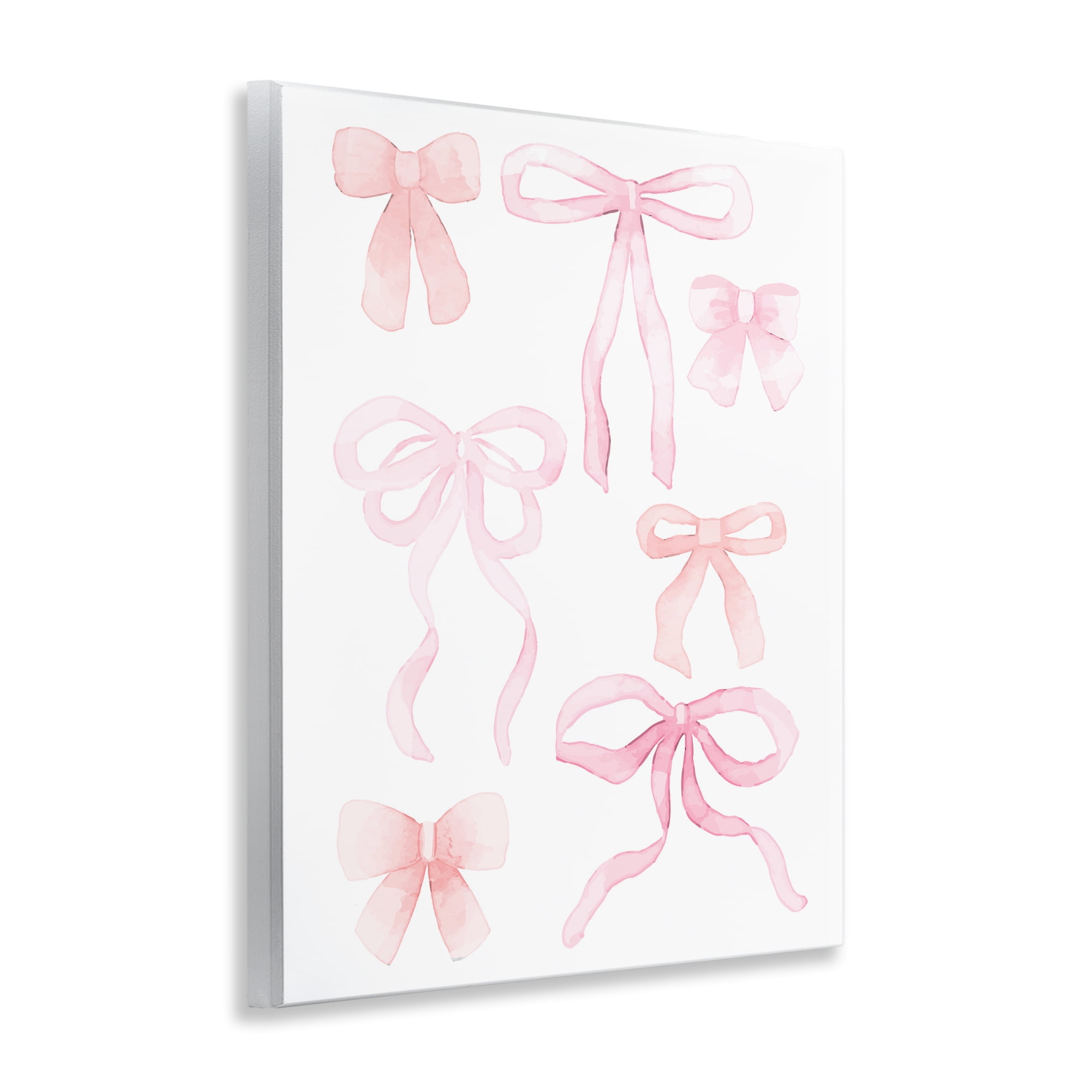 Pink Watercolor Bows Wall Plaque Art, design by Kim Allen