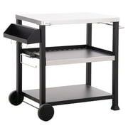 Outsunny Movable Stainless Steel 3-Shelf Outdoor Grill Cart w/ Side Handle