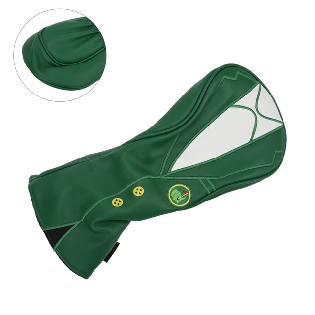 Golf Club Head Covers, PU Leather Waterproof Headgear Set with Interchangeable No. Tags, Simple Convenient to Use, Elastic Neckline, Soft Thick Lining, Green Jacket Design