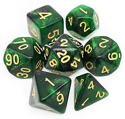Haxtec Nebula Glitter DND Dice Galaxy Polyhedral D&D Dice for Dungeons and Dragons Roleplaying Games