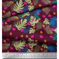 thumbnail image 2 of Soimoi Purple Poly Georgette Fabric Floral & Leaves Tropical Print Fabric by the Yard 42 Inch Wide, 2 of 2
