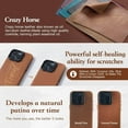 thumbnail image 5 of Genuine Leather Case for iPhone 16 Pro (6.3 inch), Vintage Crazy Horse Leather Case with Stand, Magnetic Phone Case with Camera Frame Holder, MagSafe Compatible, 5 of 5