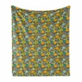 thumbnail image 1 of Floral Soft Flannel Fleece Throw Blanket, Flowers Colorful Spring Blossoms Tropical Retro Look Pattern, Cozy Plush for Indoor and Outdoor Use, 70" x 90", Taupe Pale Orange, by Ambesonne, 1 of 5