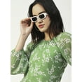 thumbnail image 5 of Moomaya Printed Top, Round Neck Sheer Long Sleeve Tops For Women, 5 of 8