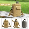 thumbnail image 4 of Mountain Land 2L Military Canteen Square PE Water Bottle Insulated Bag Carrier Cover Capacity Portable Water Bottle Tactical Bottle Pouch with Adjustable Shoulder Strap outdoor (Khaki), 4 of 6