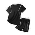 thumbnail image 4 of Leey-World 2t Boys Clothes Boys 2 Piece Athletic Outfits Short Sleeve Sport T-shirt and Shorts Summer Casual Clothes for 6-12 Years Boys Outfits Sets Size 7(Black,7-8 Years), 4 of 4