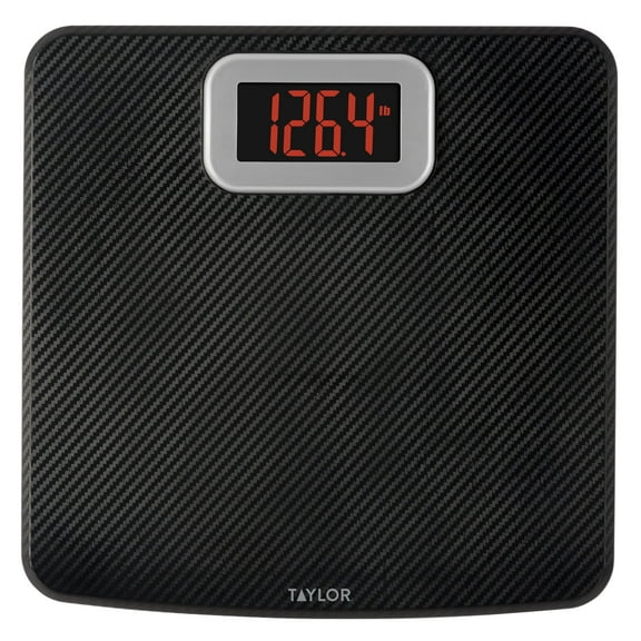 Taylor 11.8"x11.8" Digital Body Weight Scale Battery Powered, Carbon Fiber Finish Black, 3.33 lb