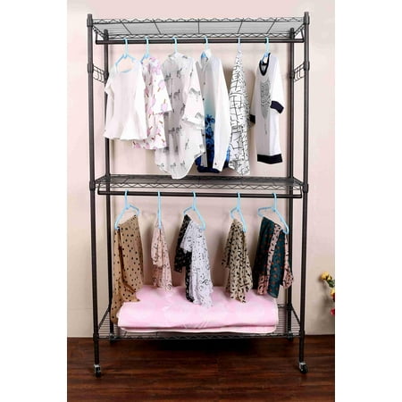 Portable 3 Tier Wire Shelving Clothes Shelf Closet Organizer