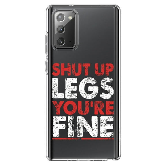 DistinctInk Clear Shockproof Hybrid Case for Galaxy Note 20 ULTRA (6.9" Screen) - TPU Bumper Acrylic Back Tempered Glass Screen Protector - Shut Up Legs You're Fine Running