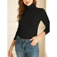 thumbnail image 3 of Women's Long Sleeve Slim Fit Mock Turtleneck Basic T-Shirts Blouse Tops, 3 of 5