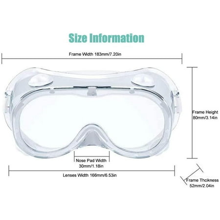 

Saskin Safety Goggles Eye Protection Anti Fog Anti Scratch Protective Glasses Lens Color Clear