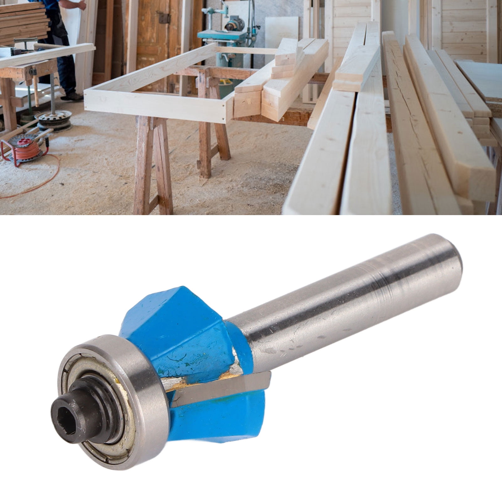 ROOCBIT 45-Degree Chamfer Router Bit Set – 4 Sizes (5/8" To 1") With 1/4" Shank For Wood Edging & Beveling