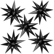 60 Pcs Black Star Balloons Explosion 12 Point Foil Cone Balloons Magic Starburst Balloons Large for Wedding Anniversary Backdrop Birthday Party Decorations