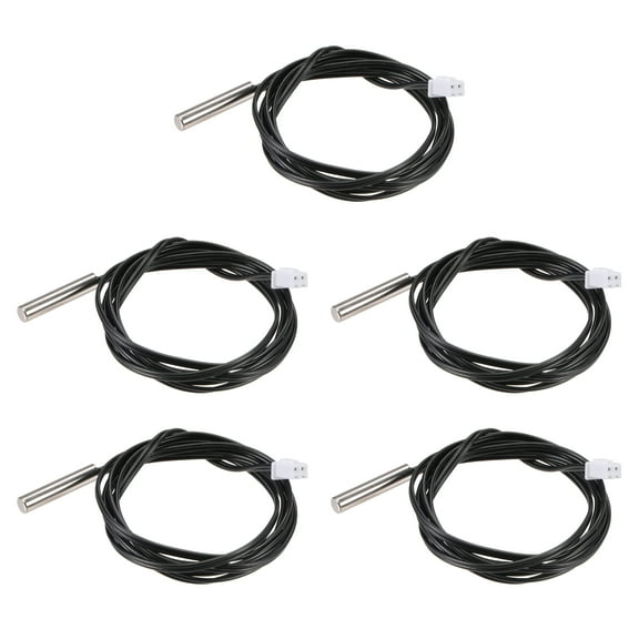 5pcs 10K Temperature Sensor Probe Stainless Steel NTC Thermal Sensor Probe 3.3ft Digital Thermometer Extension Cable