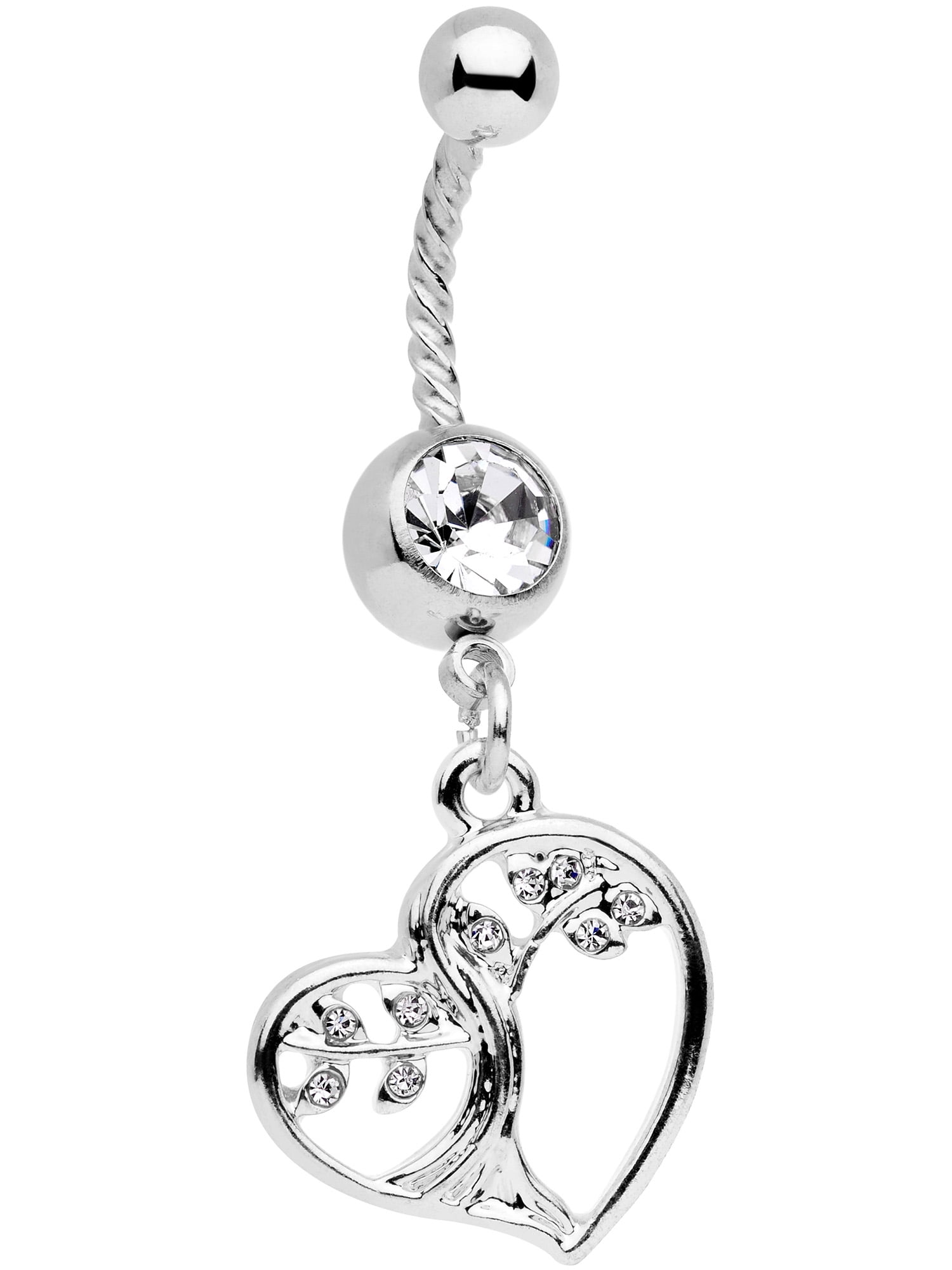 Body Candy 14G 316L Stainless Steel Navel Ring Piercing Tree Heart