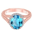 thumbnail image 2 of Mauli Jewels Rings for Women 1.45 Carat Diamond And Oval Shape Blue Topaz Ring 4 Prong 10KRG, 2 of 6