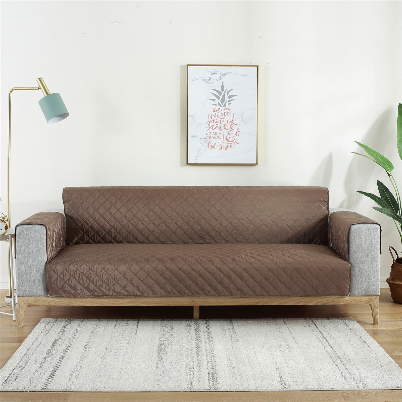 Topfinel Waterproof NonSkid Sofa Slipcover Reversible Quilted Couch Cover with Elastic Straps