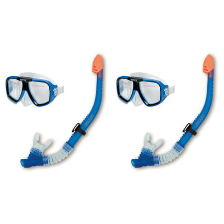 Intex Reef Rider Swimming Diving Mask Snorkel Set for Ages 8+, 2 Pack |