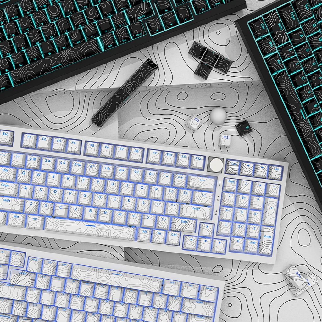 108Keys Original Height Keycaps Line Keycap Set Front Print Backlits Caps for Mechanical Keyboards