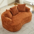 thumbnail image 3 of Curved Loveseat, Small Chenille Sofa with 3 Pillows, Deep Seat Couch for Apartment, Living Room, No Assembly Needed, 3 of 9