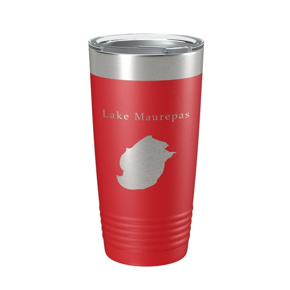 Lake Maurepas Map Tumbler Travel Mug Insulated Laser Engraved Coffee Cup Louisiana 20 oz Red