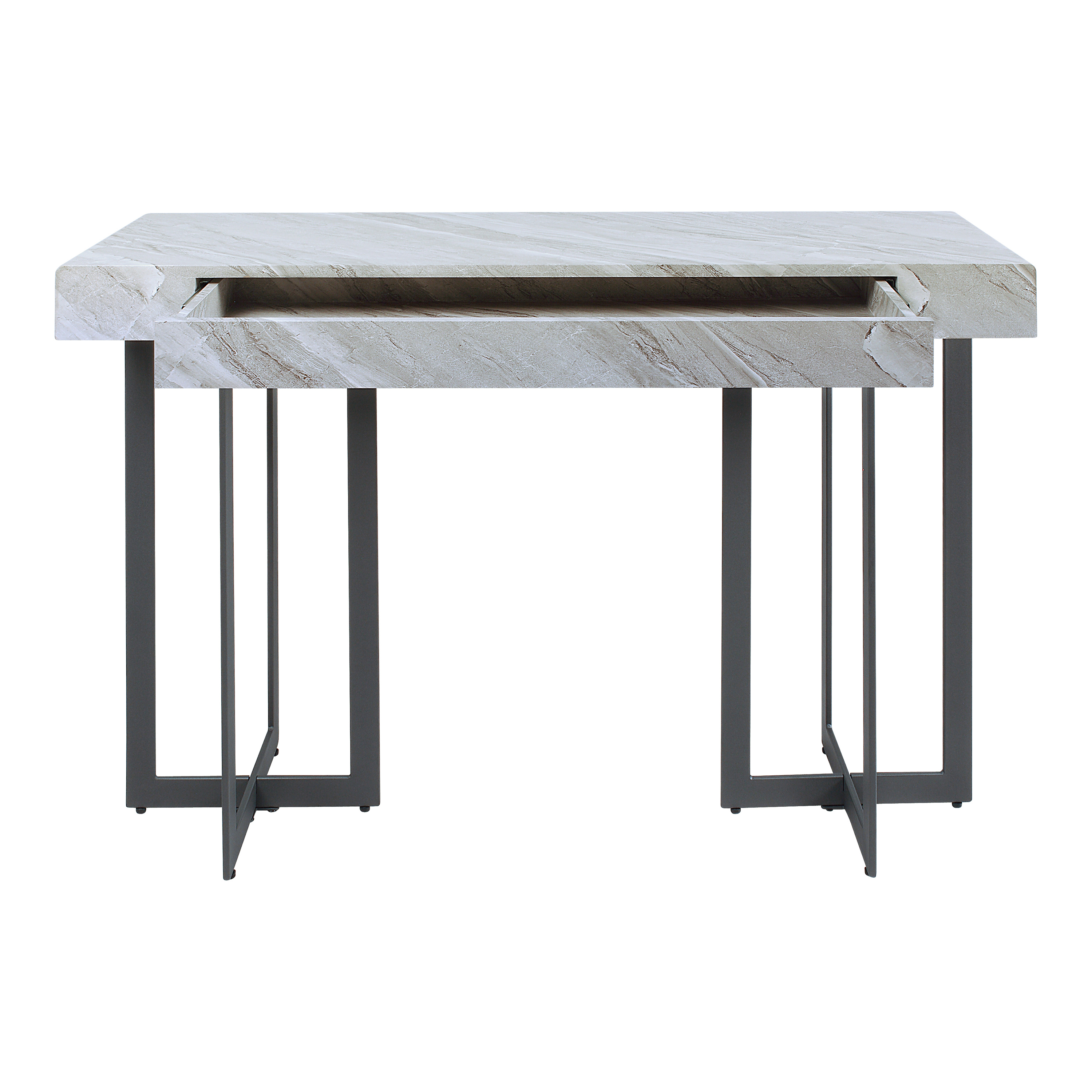 Furniture of America Ariadne 1-Drawer Wood Gray and Gun Metal Sofa Table